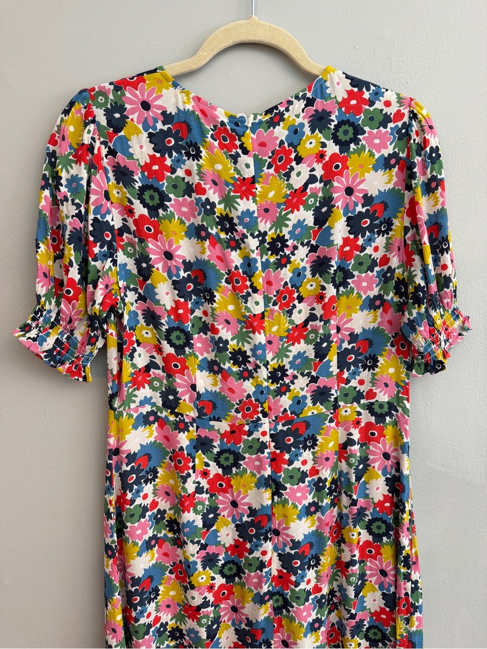 Boden Corinne Midi Dress Floral Puff Sleeve Multi Color, Size 6 - Picture 5 of 7